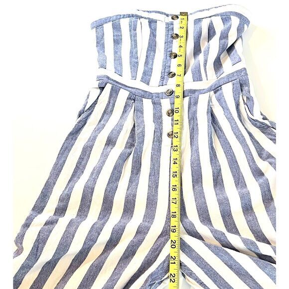 American Eagle Jumpsuit Romper Womens S Strapless  Blue White Striped - Picture 8 of 8